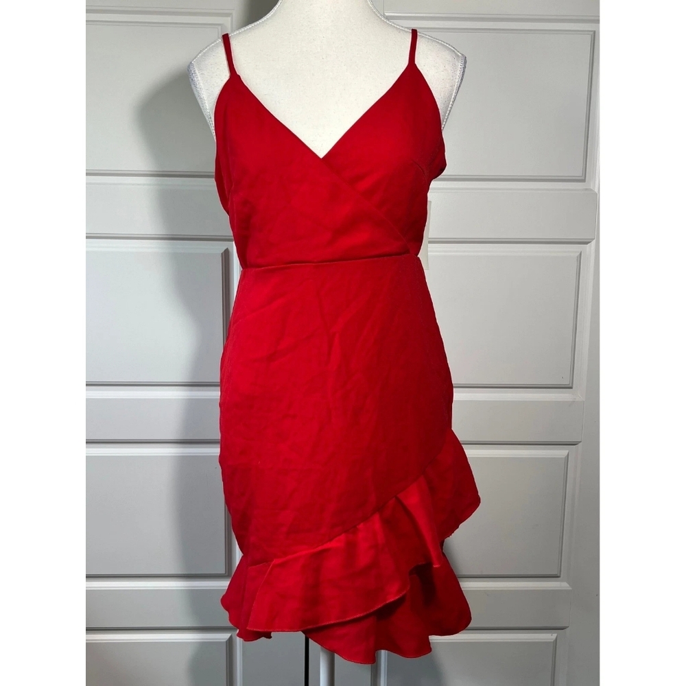 Red Ruffled Spaghetti-Strap Dress